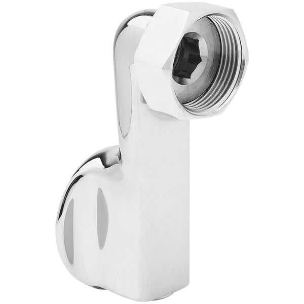 A silver T&S flanged adjustable coupling with a nut.