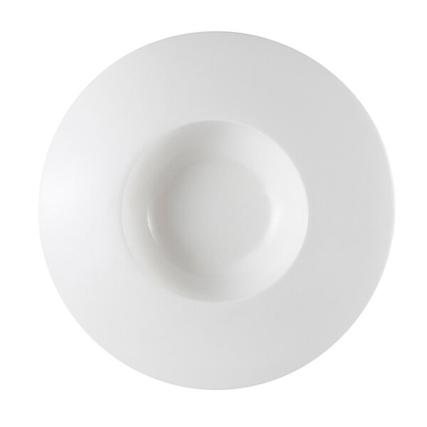 A white porcelain bowl with a wide draping rim.