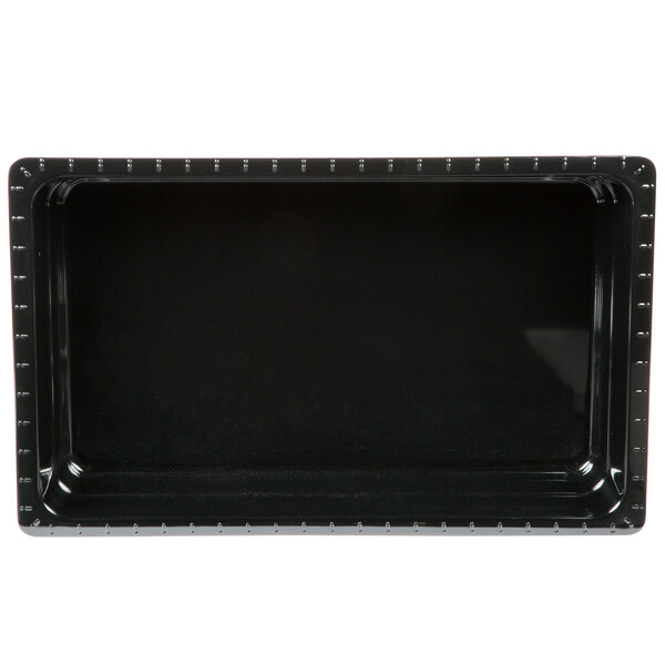 A black rectangular food pan.