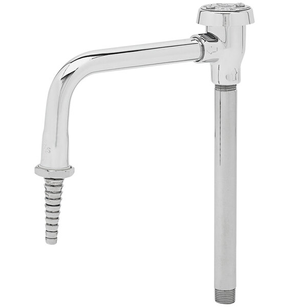 A silver T&S rigid gooseneck spout with a pipe.