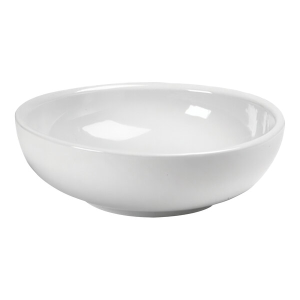 A white Hall China bowl.