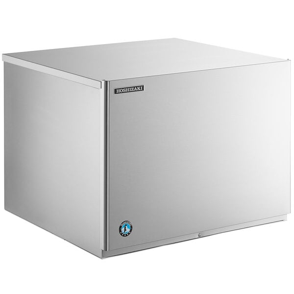 A white rectangular Hoshizaki water cooled ice machine with a blue logo.
