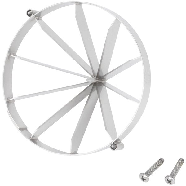 A circular metal Nemco 10 section wedge cutter blade assembly with screws.