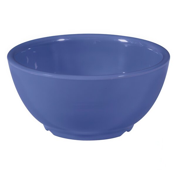 A peacock blue GET Diamond Mardi Gras melamine bowl.