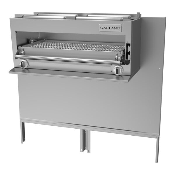 A close-up of a stainless steel Garland Salamander Broiler grill rack.