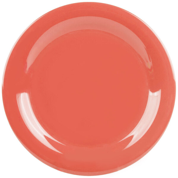 A GET Rio orange melamine plate with a narrow rim.