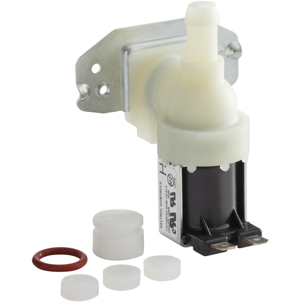 The Bunn replacement solenoid valve kit, including a white plastic pump with a black and white cap.