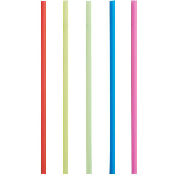 A group of colorful unwrapped Choice jumbo neon soda straws.