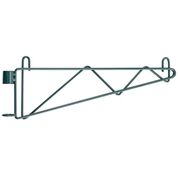 A green Metroseal 3 wall mount shelf support post.