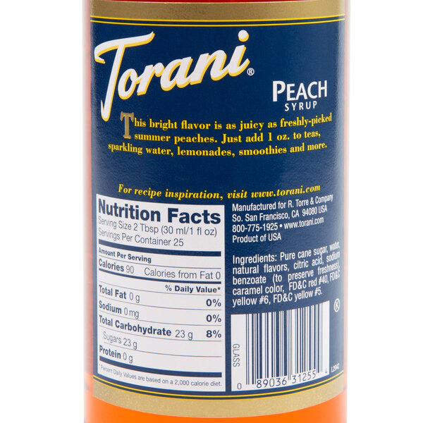 Torani Peach Syrup 750 mL staurantStore