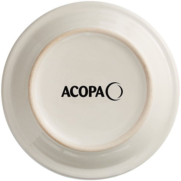 An ivory Acopa stoneware plate with a narrow rim.
