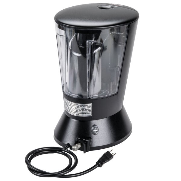 A black Bunn My Cafe single cup coffee maker with a cord attached.