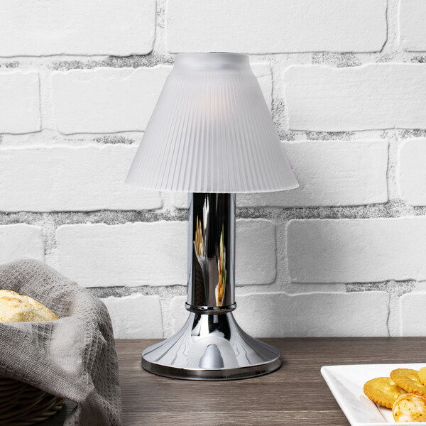 Table Lamp Frost Glass Pleated Shade, Sterno Table Lamps