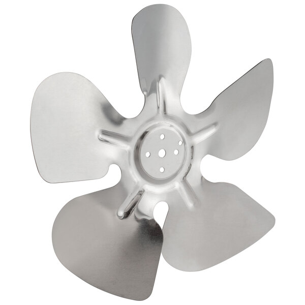 A silver metal Avantco fan blade.