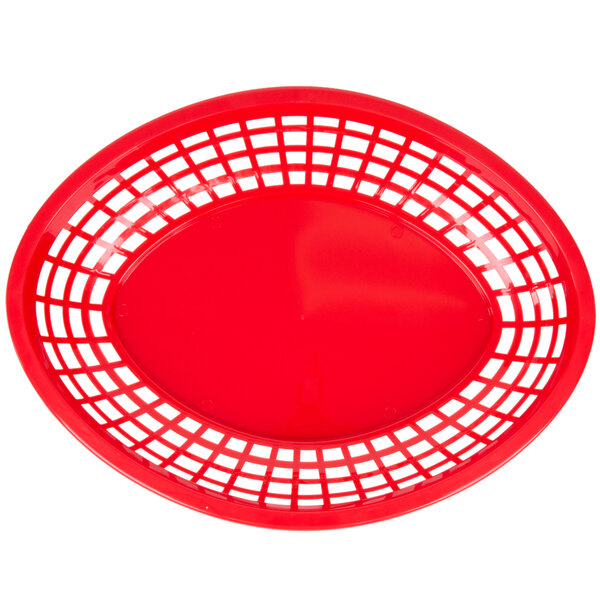 Tablecraft 1084R / C1084R Red Jumbo Oval Plastic Fast Food Basket 12 / Pack