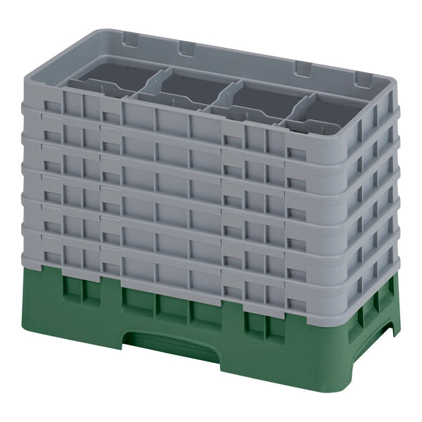 A stack of plastic containers with four compartments.