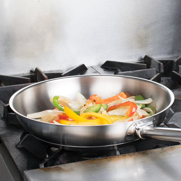 Commercial 11 Stainless Steel Aluminum-Clad Fry Pan