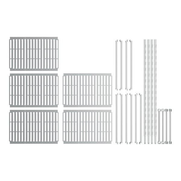 A white rectangular Cambro Camshelving Premium unit with 5 white metal vented shelves.