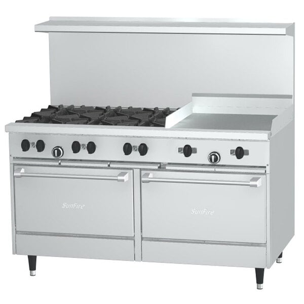 Garland Sunfire Series X60 6g24rr Liquid Propane 6 Burner Gas Range With 24 Griddle And Two Standard Ovens