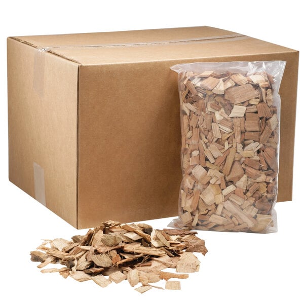 a box with a bag of wood chips