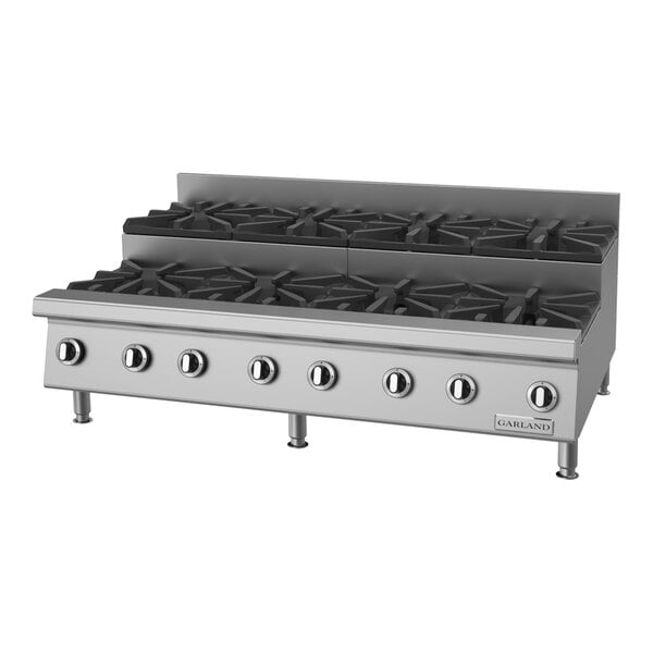Garland GTOG48-SU8 Liquid Propane 8 Burner 48" Step-Up Countertop Range - 216,000 BTU