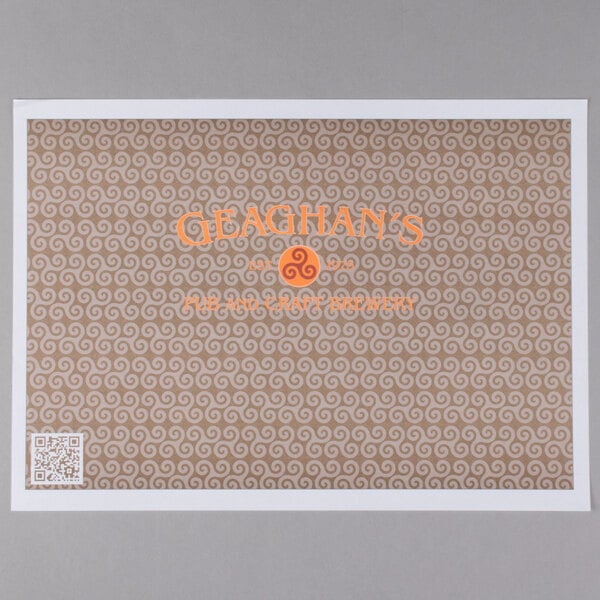 10" x 14" Customizable Paper Placemat with Straight Edge 1000/Case