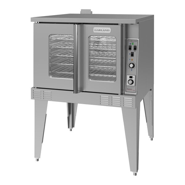 A single deck full size natural gas convection oven with glass doors and control panel on the right side.
