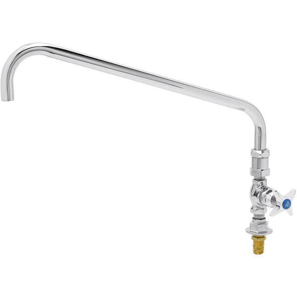 A chrome T&S deck-mounted faucet with a 4-arm brass handle.