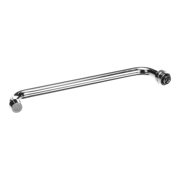 A Glastender chrome steel spout with a long metal bar and holes.