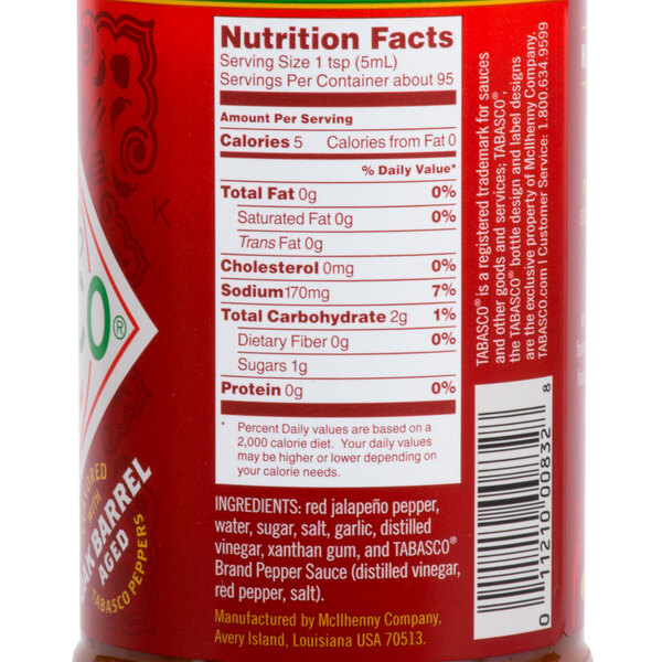 Tabasco Nutrition Label | Besto Blog