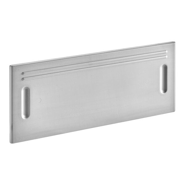 A white rectangular metal plate with a window.