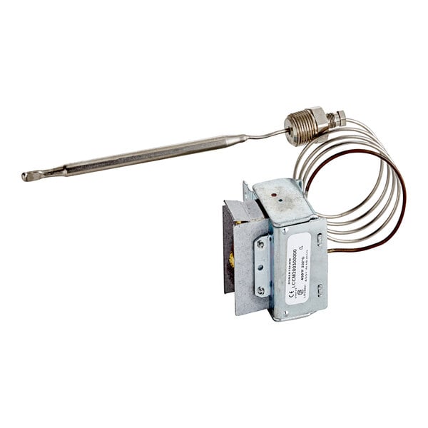 A Vulcan Control Hi-Limit thermostat with wires and a metal rod.