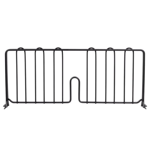 A black metal Metro wire shelf divider with two bars.