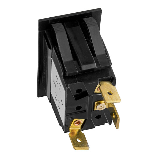 A black and gold Hobart On/Off Switch with two wires.