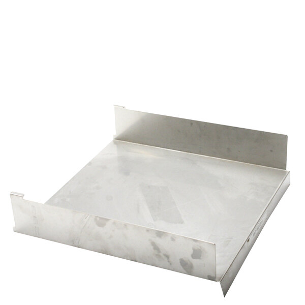 a metal shelf with a white background