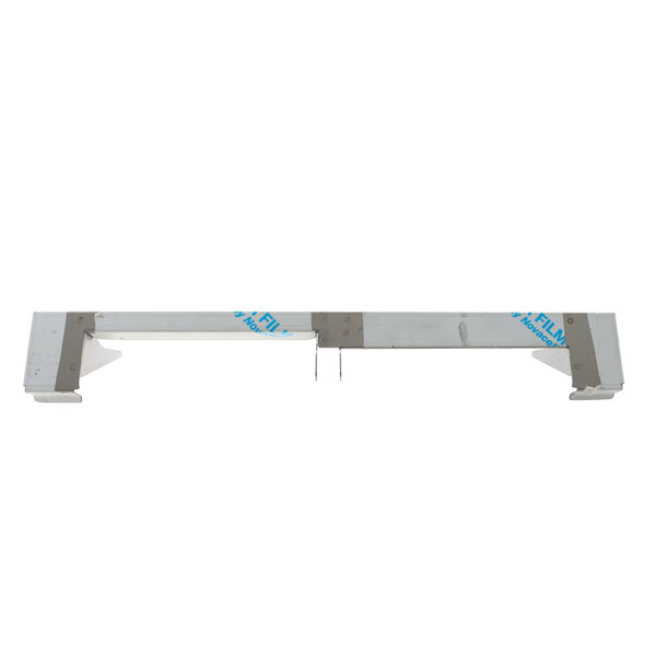 A white metal Antunes Bun Feeder Weldment shelf with blue stickers.