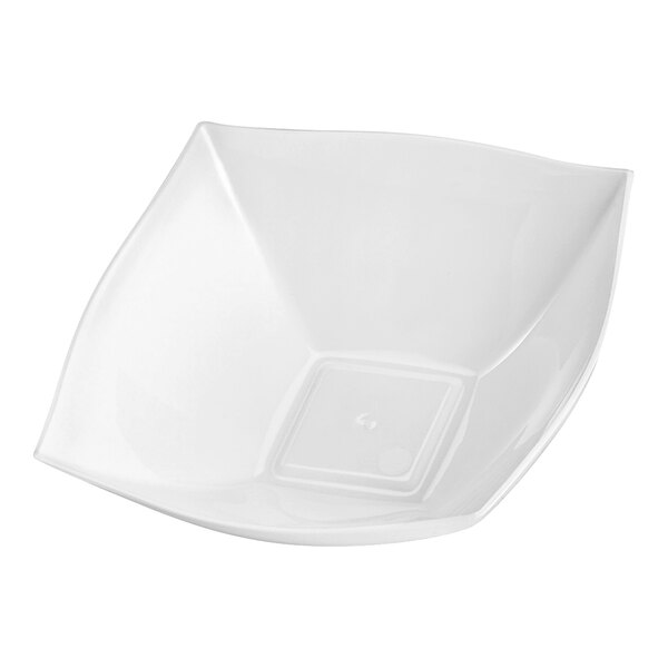 A white square Fineline Wavetrends plastic bowl with a wave design.