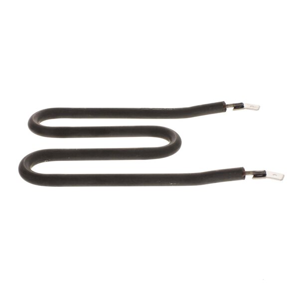 A close-up of a Hobart heating element with two black wires.