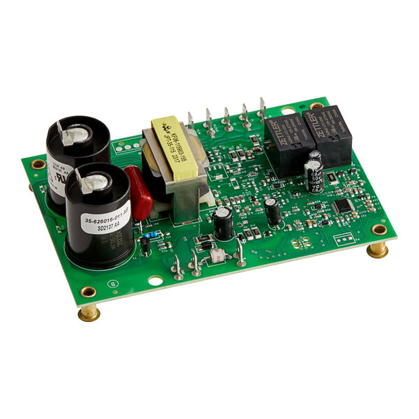 A close-up of a green Vulcan dual point gas ignition control circuit board.