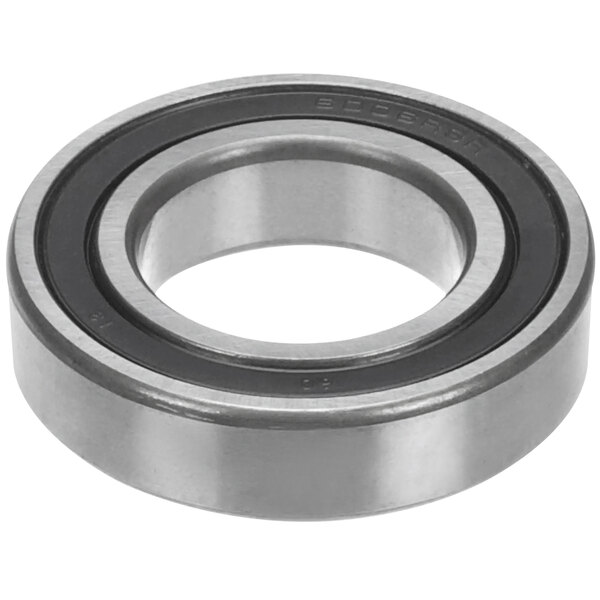 A close-up of a Varimixer stainless steel bearing with a black rubber seal.