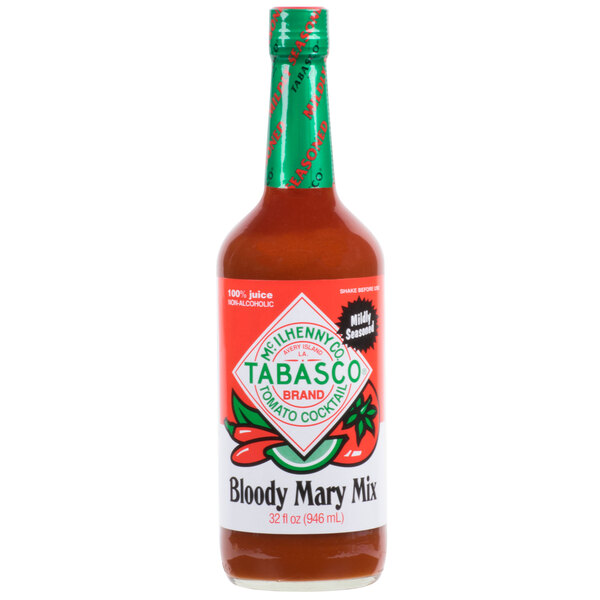 A close-up of a bottle of TABASCO Original Bloody Mary Mix.
