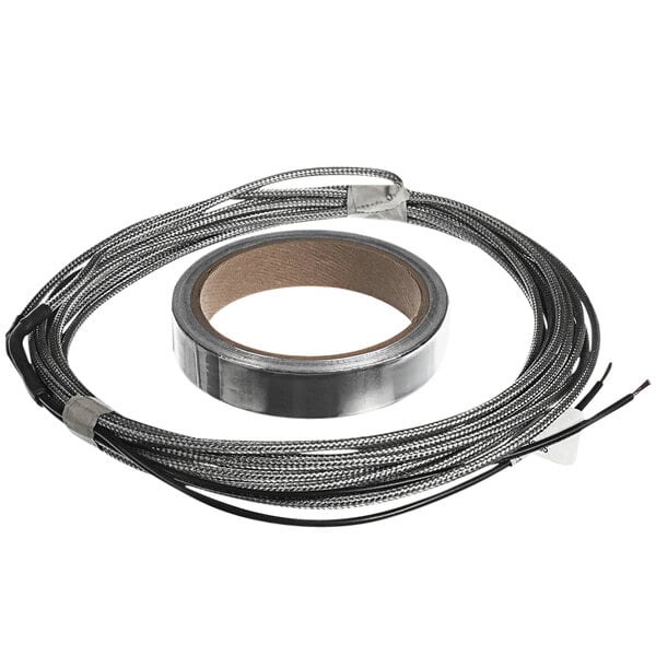 A roll of silver wire with a metal coil inside.