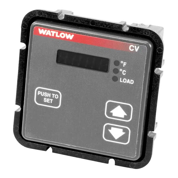 A digital temperature controller with a display and control buttons, labeled 'Watlow CV'.