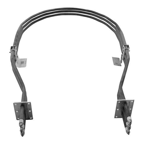 A pair of metal brackets with two hooks on a Blodgett 39743 combi oven element hatch.