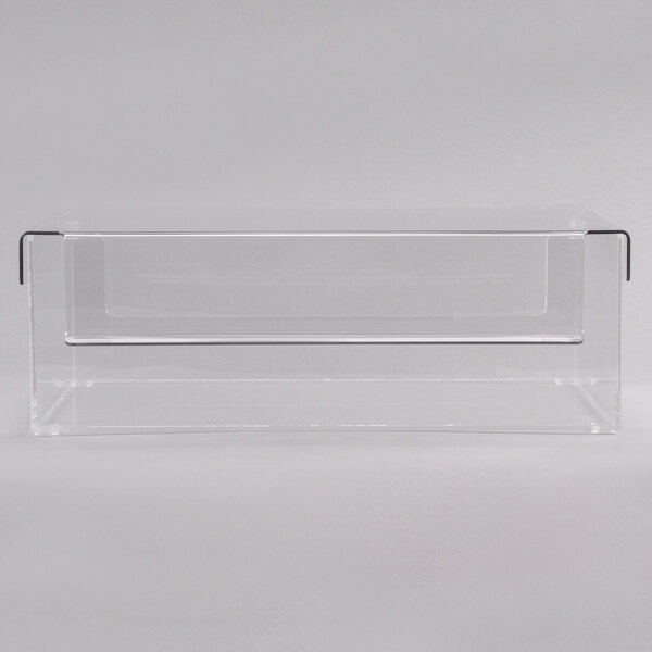 a clear plastic container with black handles