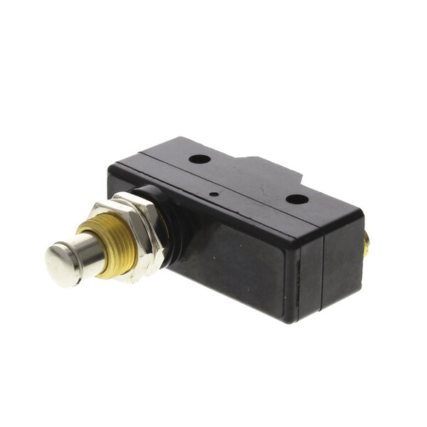 A black and gold Jet Tech door switch with a gold button.