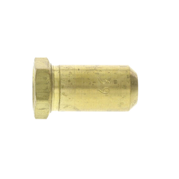 A brass orifice hood with a gold nut.