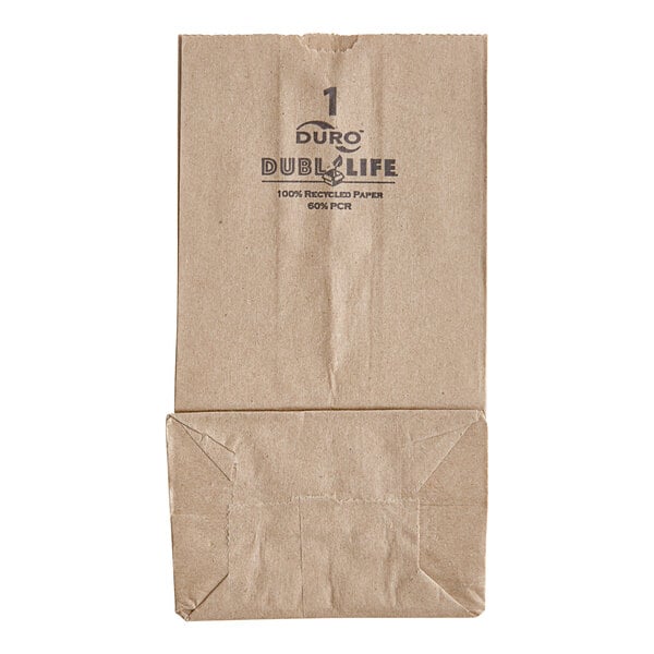 A Duro brown paper bag with black text that reads "Duro Life"