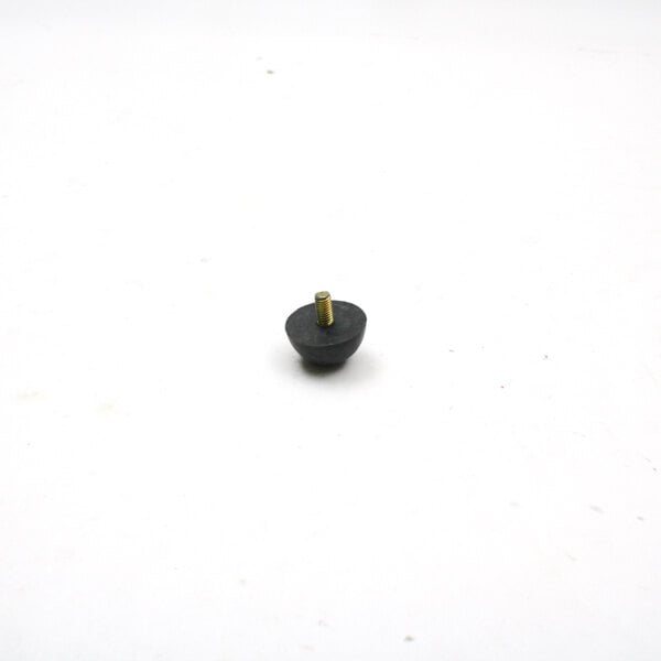 A small black rubber foot with a gold stem.