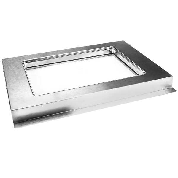 The right door for a Bakers Pride convection oven with a rectangular silver metal frame and clear window.